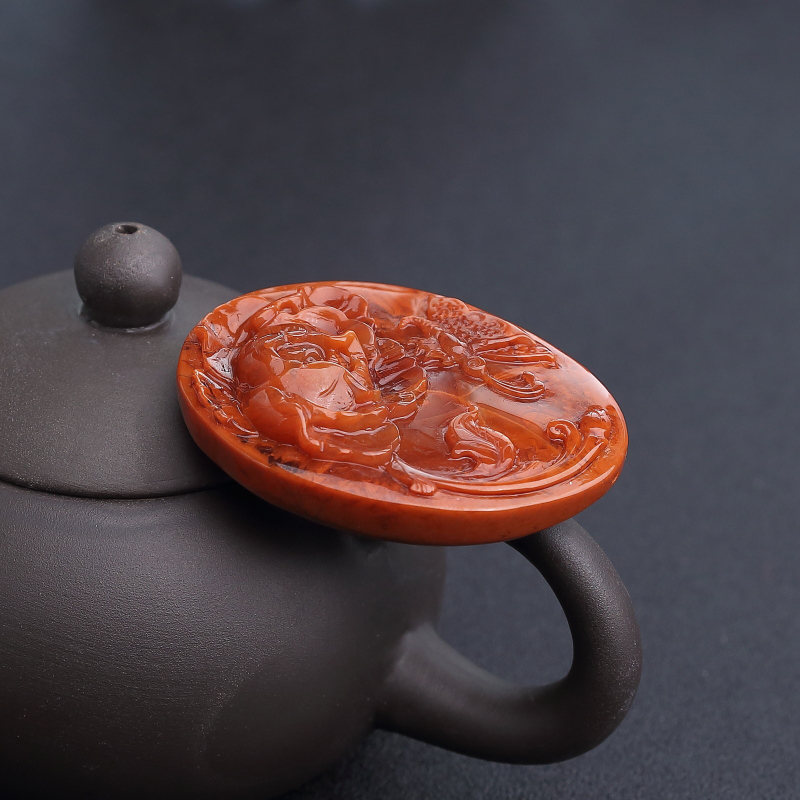 川料天然火焰纹南红吊坠-红掌柜