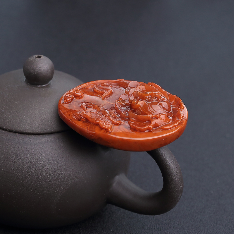 火焰纹南红蝶恋花吊坠-红掌柜