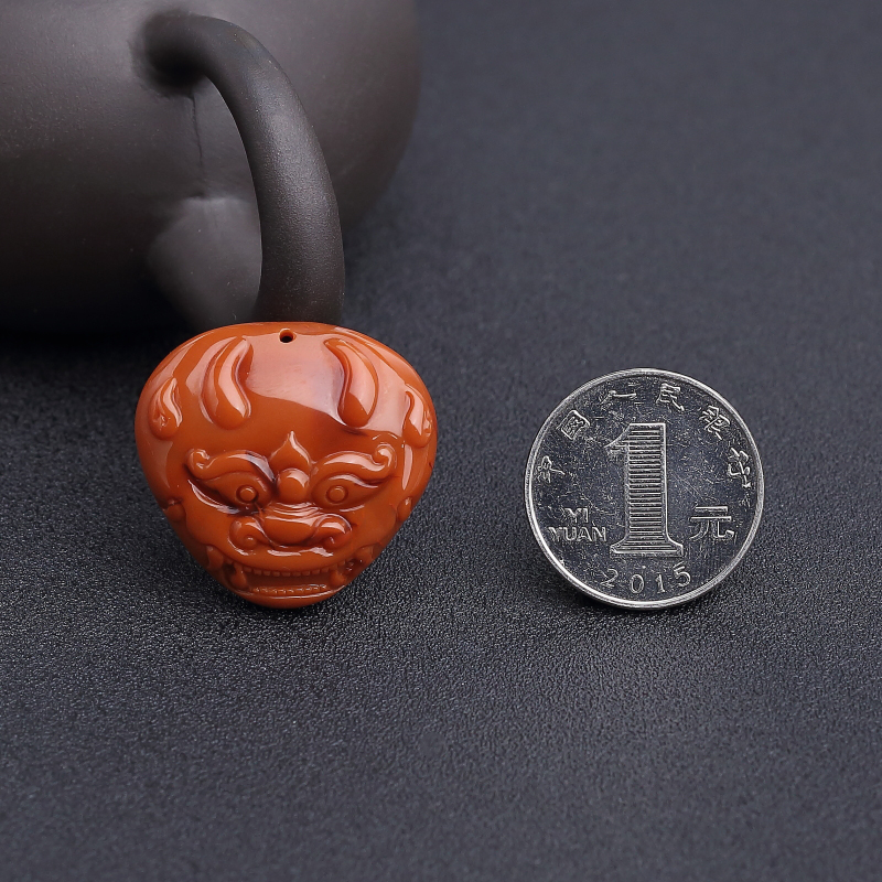 川料柿子红南红吊坠-红掌柜