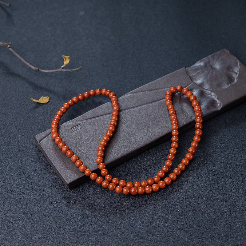 柿子红南红项链-红掌柜