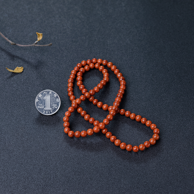 川料柿子红南红项链-红掌柜