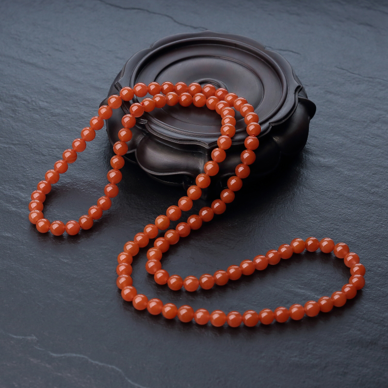 8mm樱桃红南红108佛珠-红掌柜