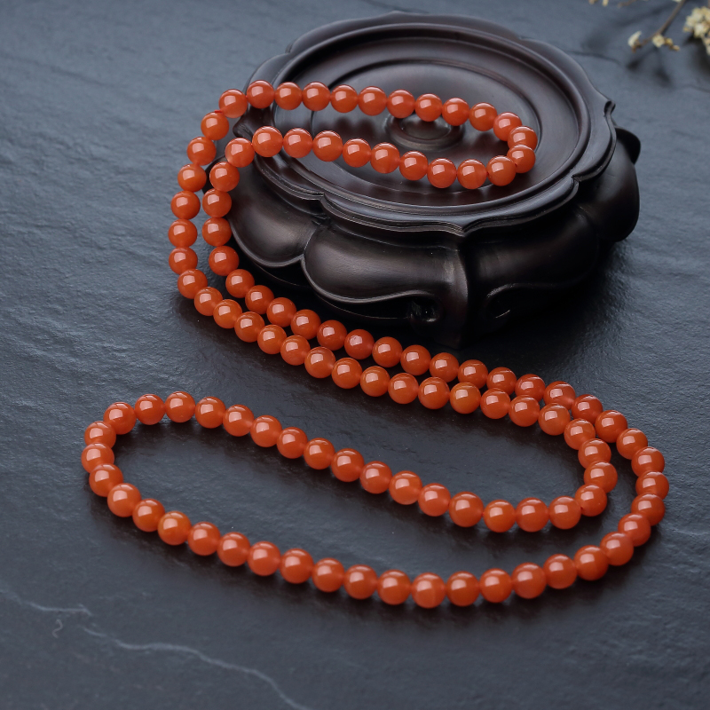 樱桃红南红108佛珠-红掌柜