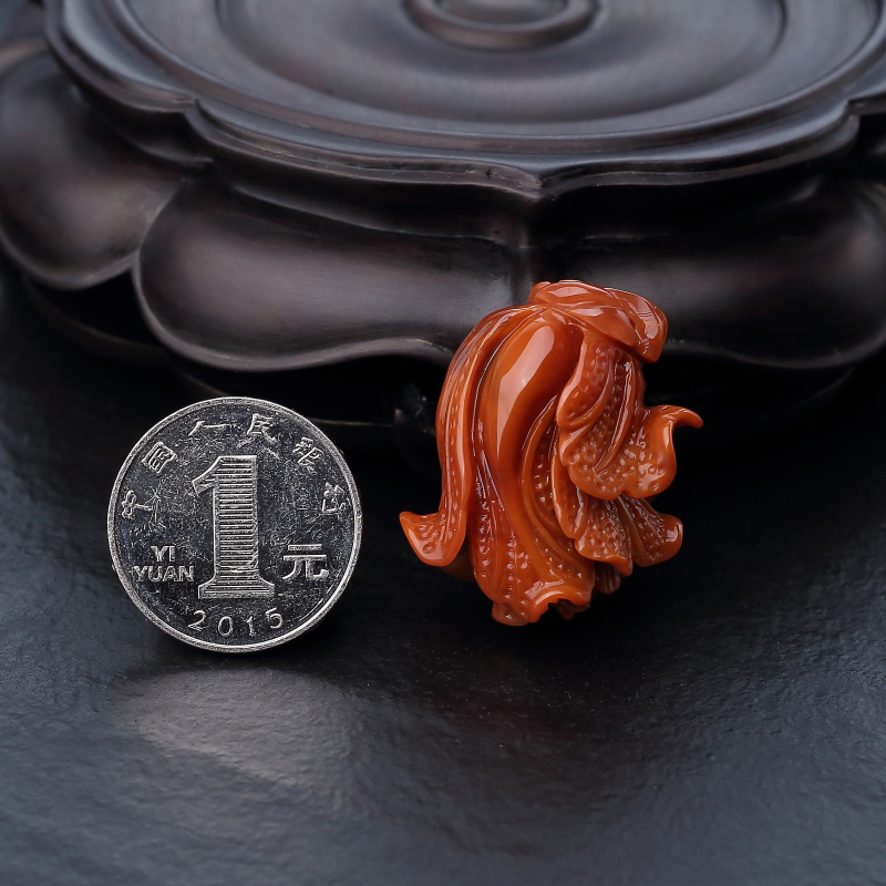 天然南红白菜挂坠-红掌柜