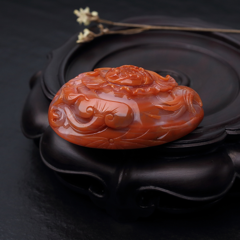 川料天然红白料南红吊坠-红掌柜