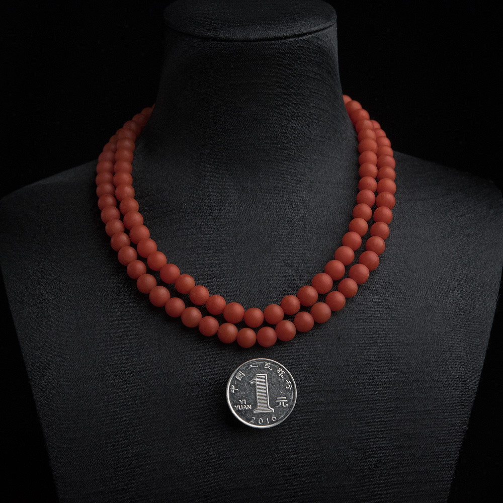 天然柿子红南红佛珠-红掌柜
