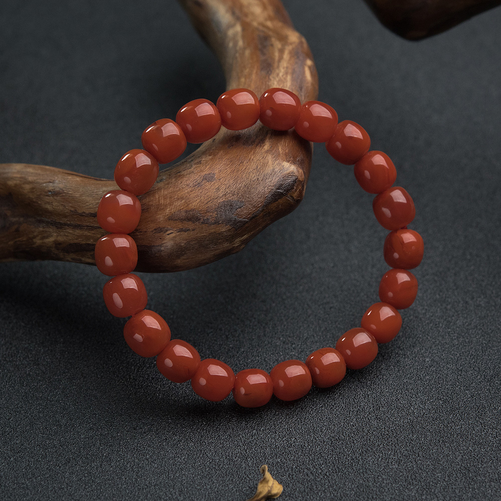 南红桶珠单圈手串-红掌柜