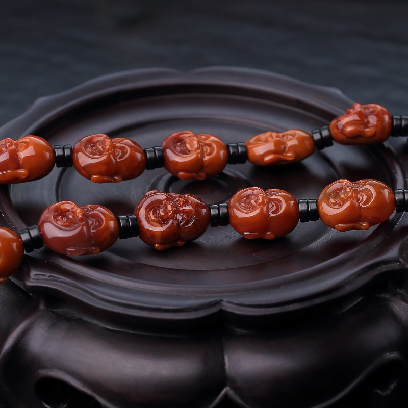 川料天然柿子红南红手持-红掌柜