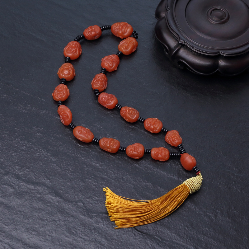 川料天然柿子红南红罗汉头手持-红掌柜