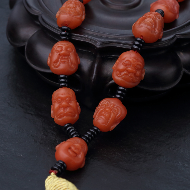 川料天然南红罗汉头手持-红掌柜