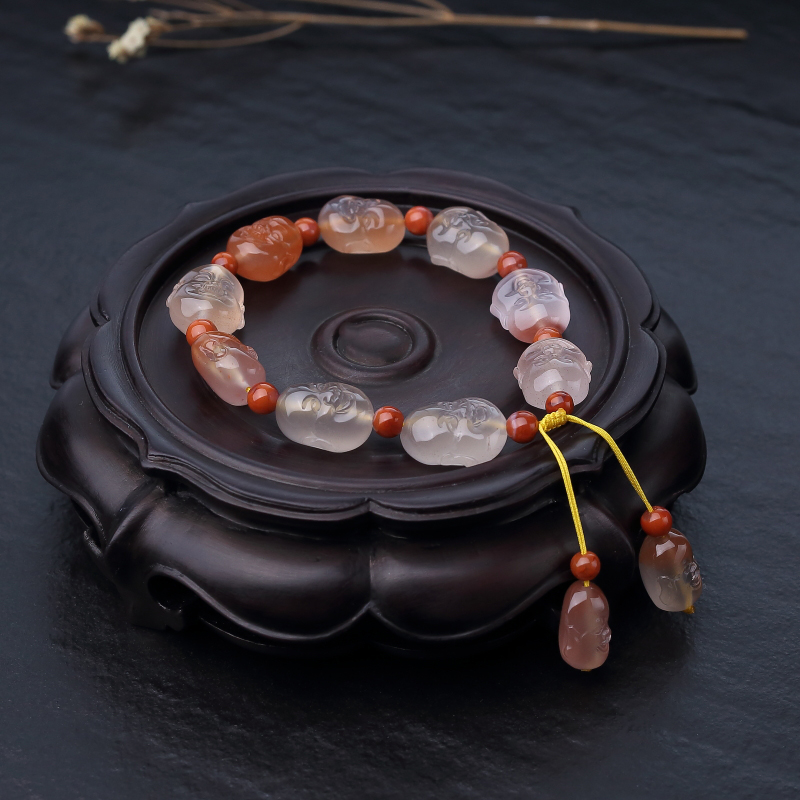 天然南红罗汉头单圈手串-红掌柜