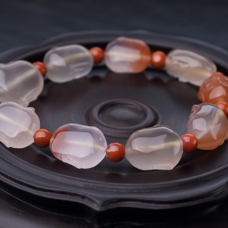 南红罗汉头单圈手串-红掌柜