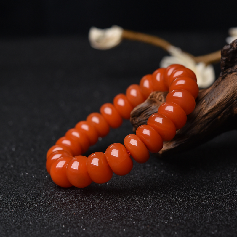 樱桃红南红算盘珠手串-红掌柜