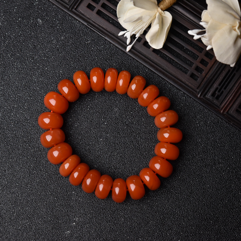 四川南红算盘珠单圈手串-红掌柜