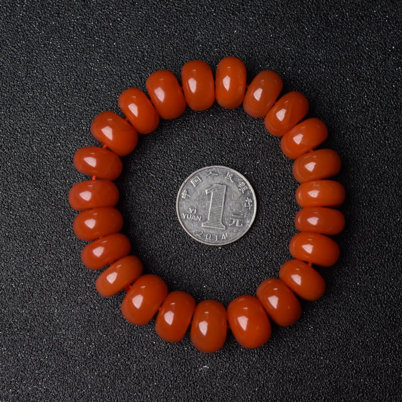 樱桃红南红算盘珠单圈手串-红掌柜