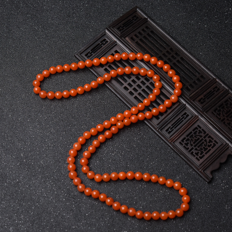 7.5mm天然南红108佛珠-红掌柜