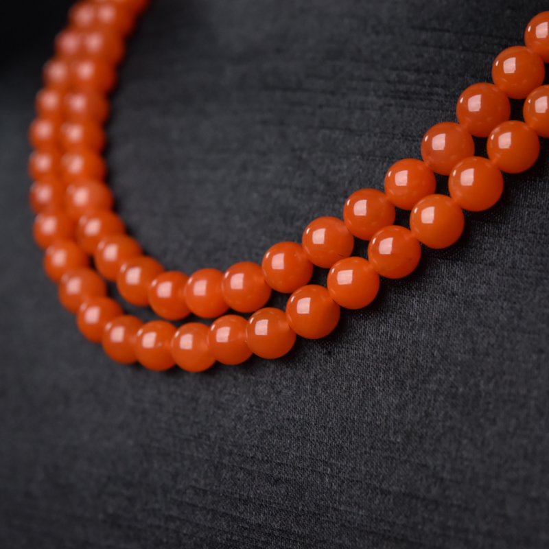 四川樱桃红南红108佛珠-红掌柜