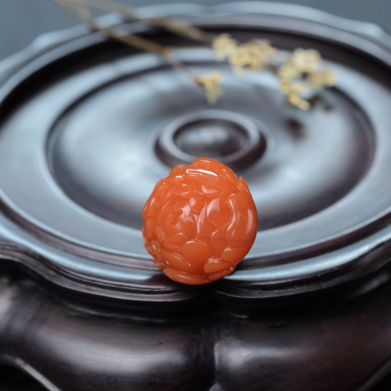 南红牡丹花吊坠-红掌柜