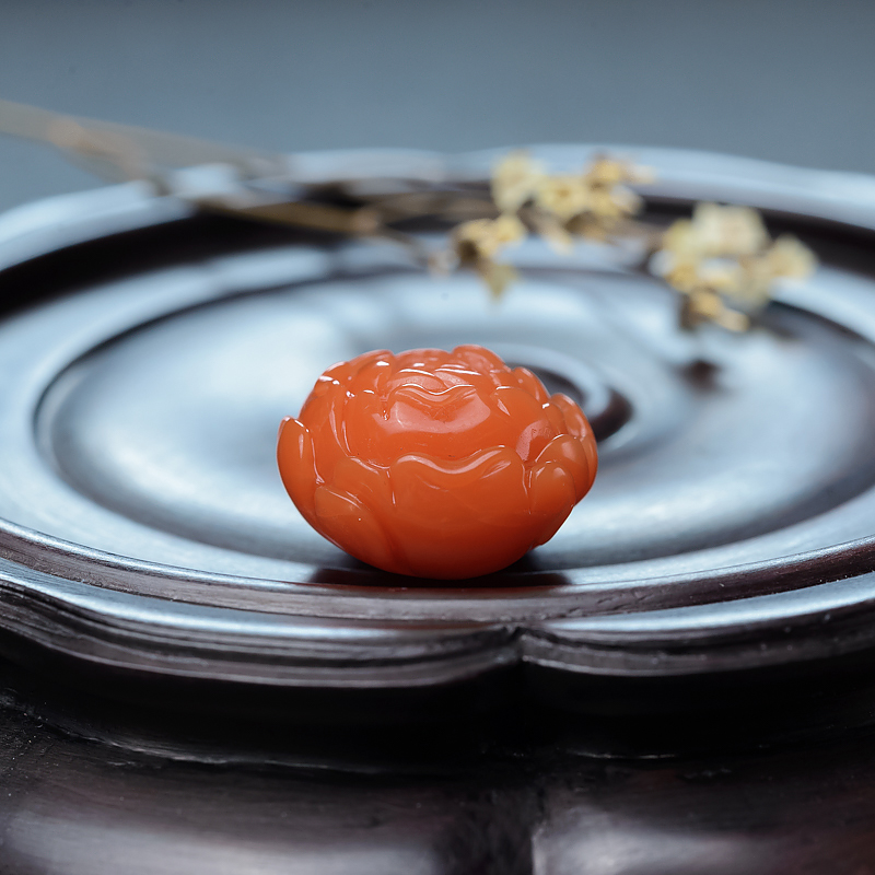 天然南红牡丹花吊坠-红掌柜