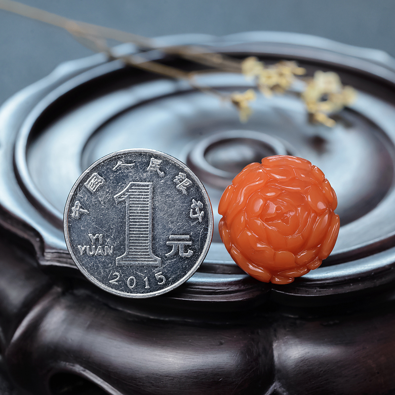 川料南红牡丹花吊坠-红掌柜