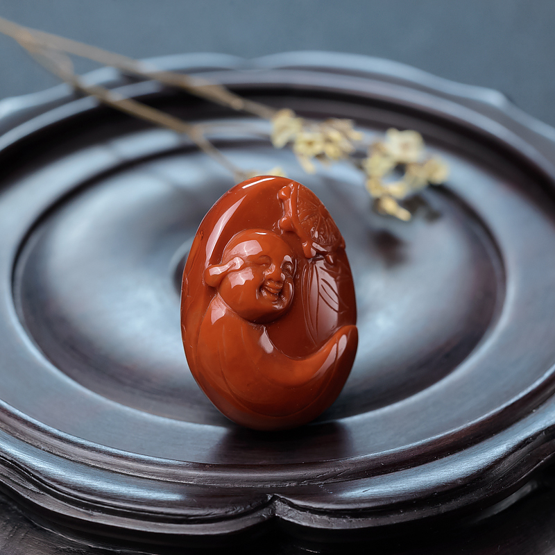 柿子红南红吊坠-红掌柜