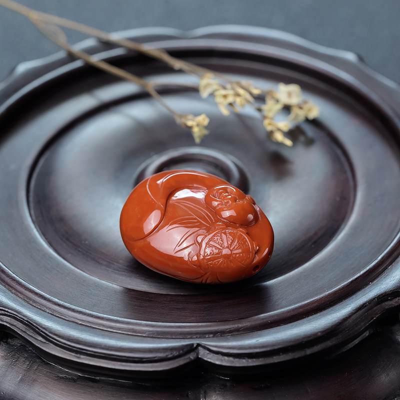 天然南红弥勒佛吊坠-红掌柜