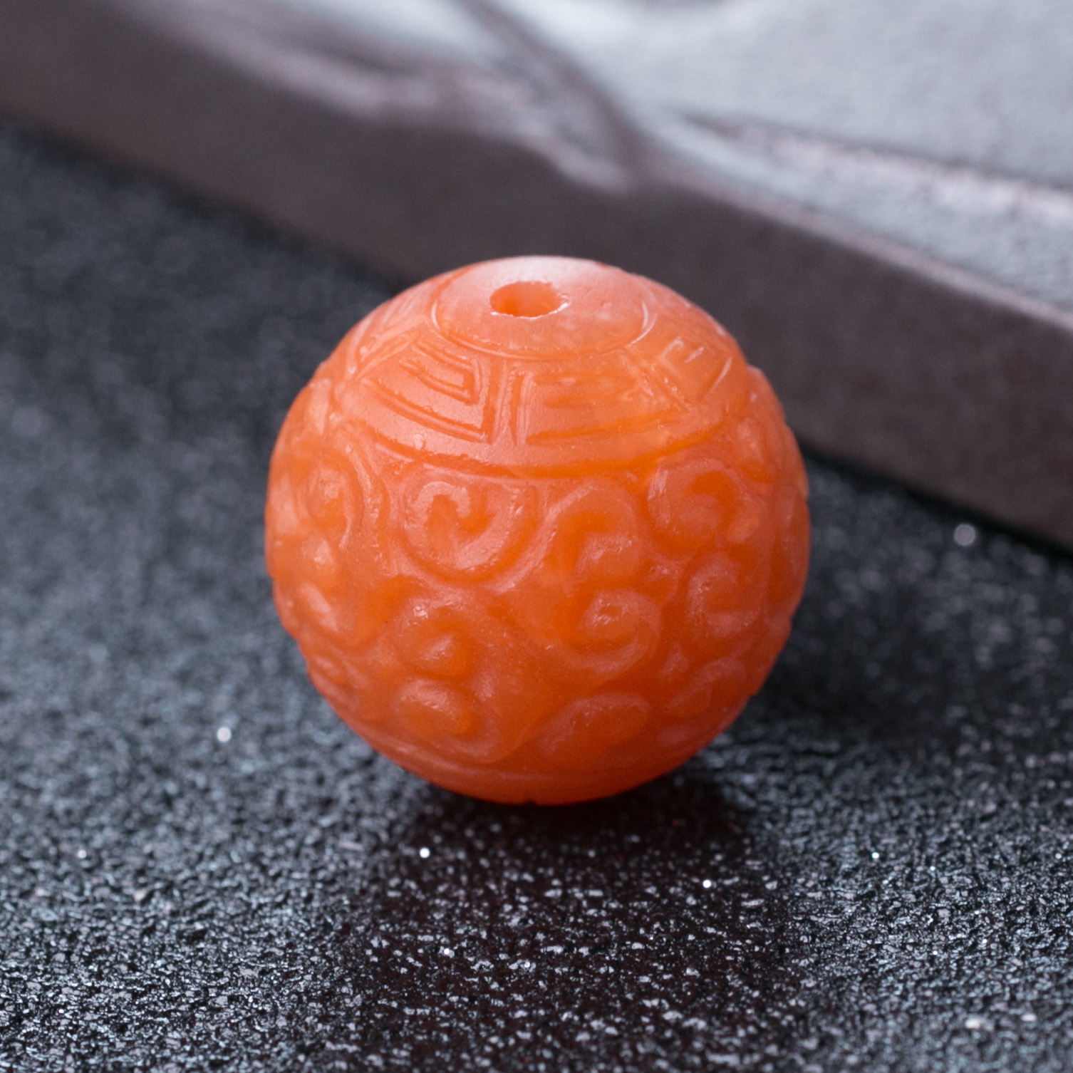 17mm天然樱桃红南红回纹珠-红掌柜