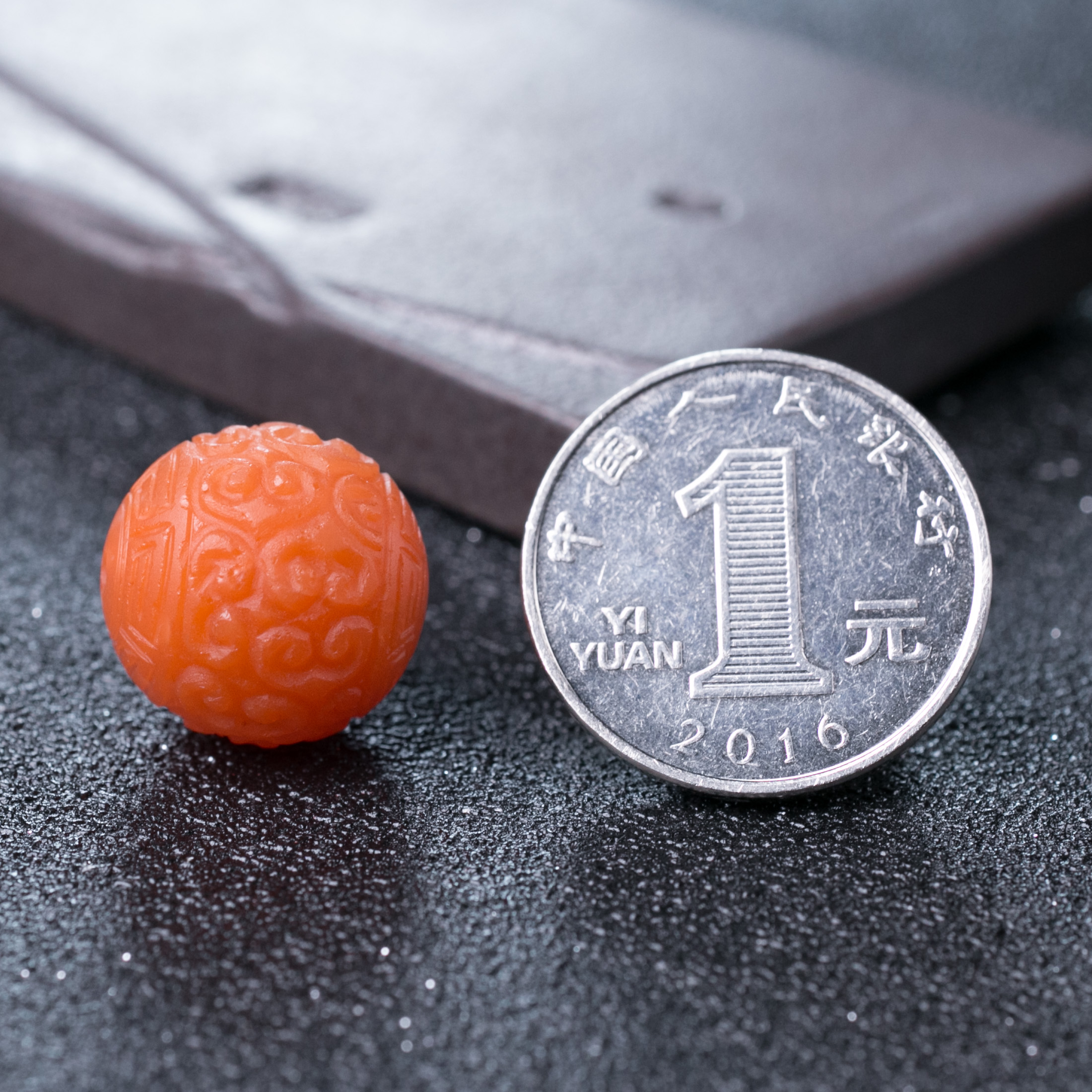 17mm樱桃红南红回纹珠-红掌柜