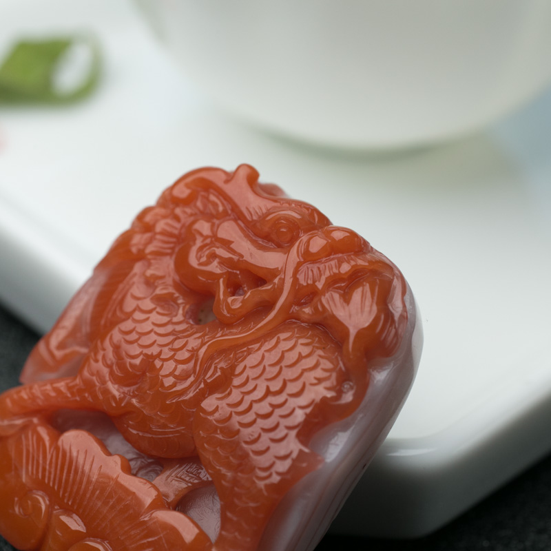 川料天然红白料南红吊坠-红掌柜