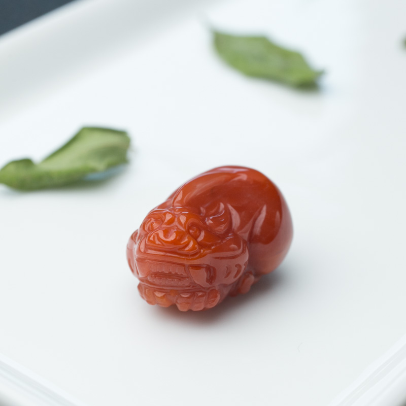 川料天然柿子红南红貔貅吊坠-红掌柜