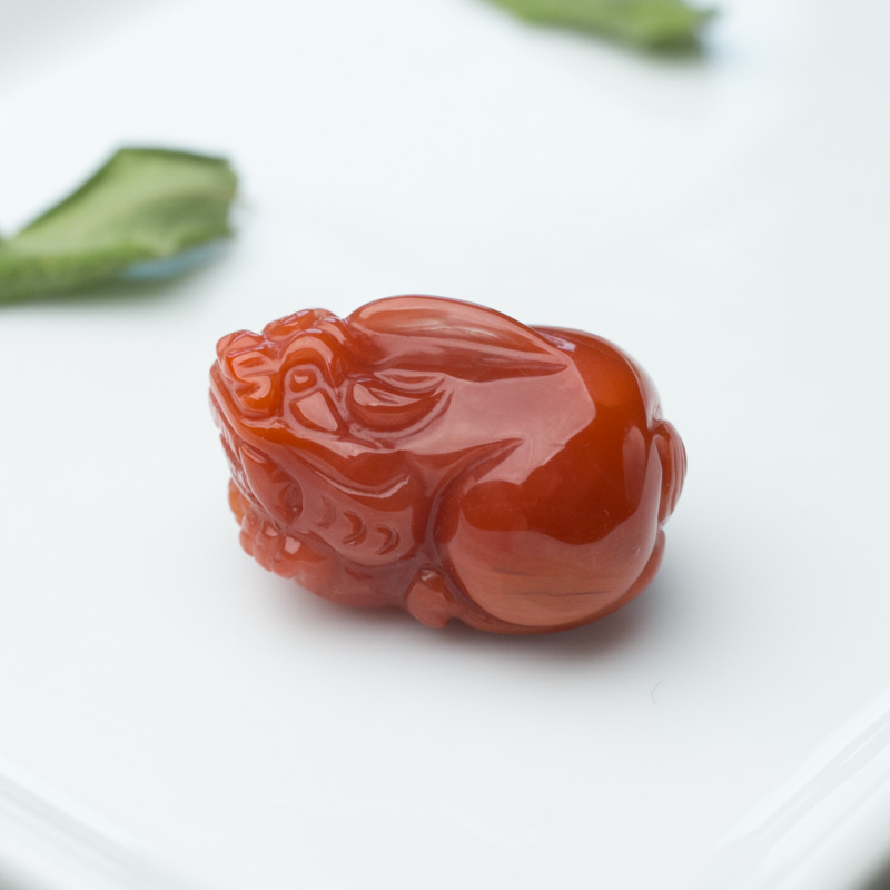 天然柿子红南红貔貅吊坠-红掌柜