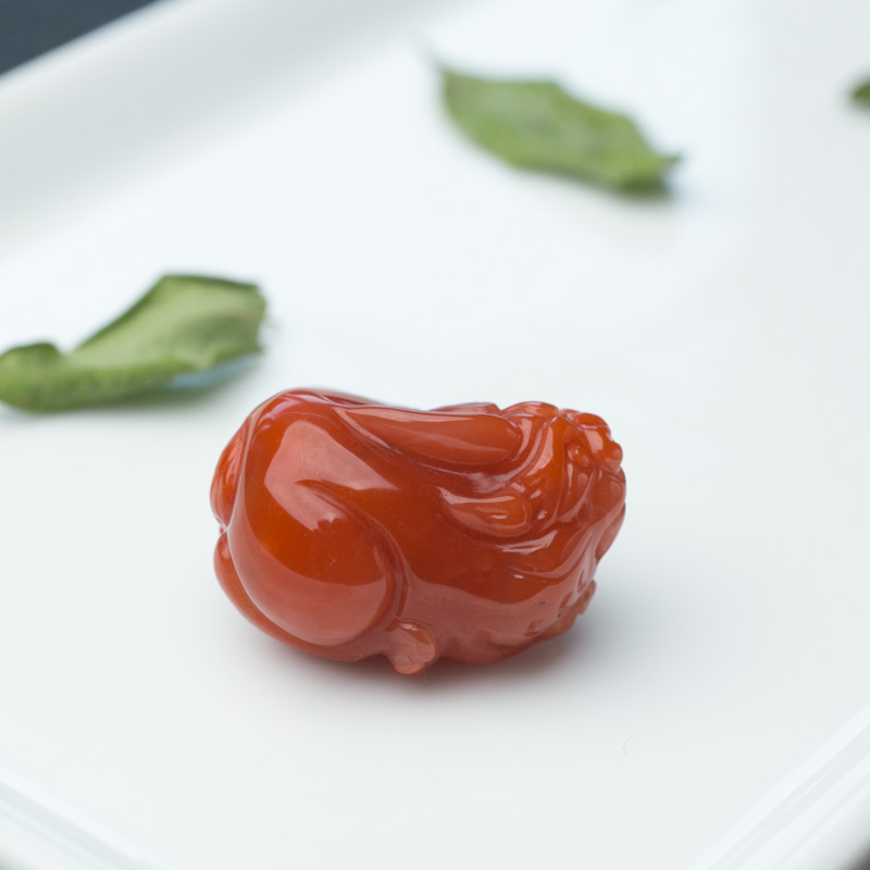 川料柿子红南红貔貅吊坠-红掌柜