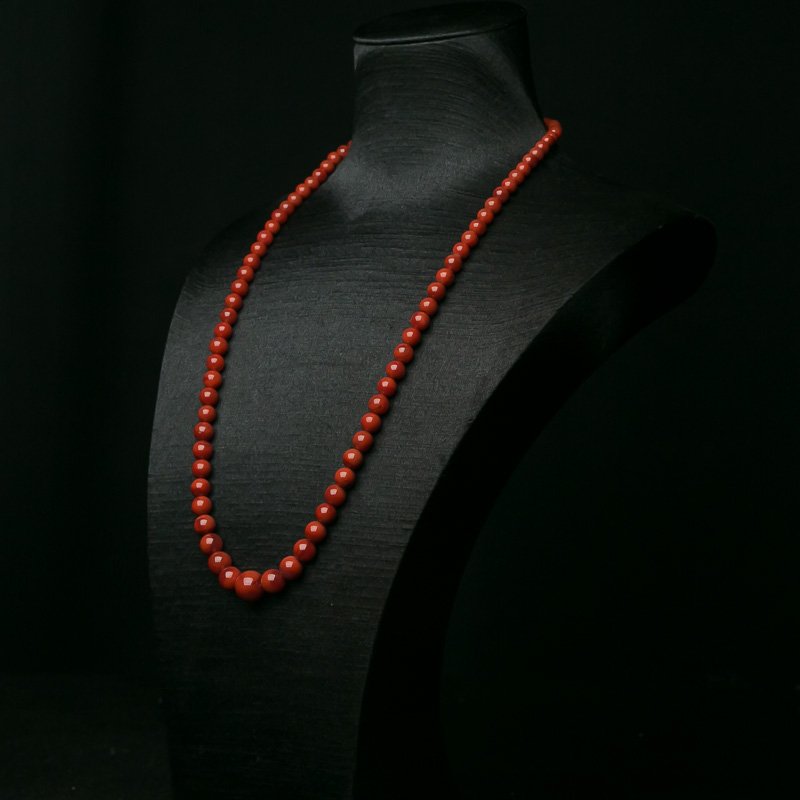 天然柿子红南红塔链-红掌柜