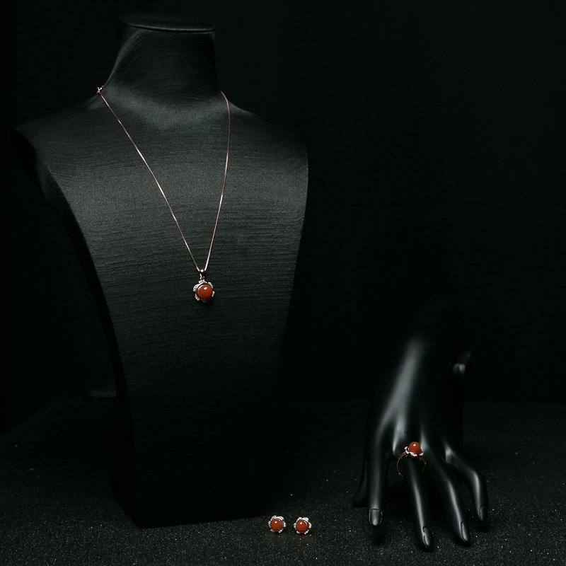 银镶樱桃红南红套装（三件）-红掌柜