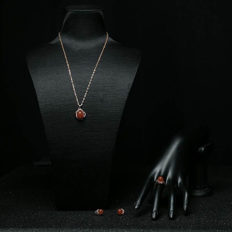 银镶樱桃红南红套装（三件）-红掌柜