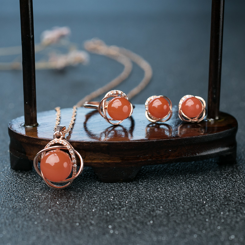 银镶樱桃红南红套装-红掌柜