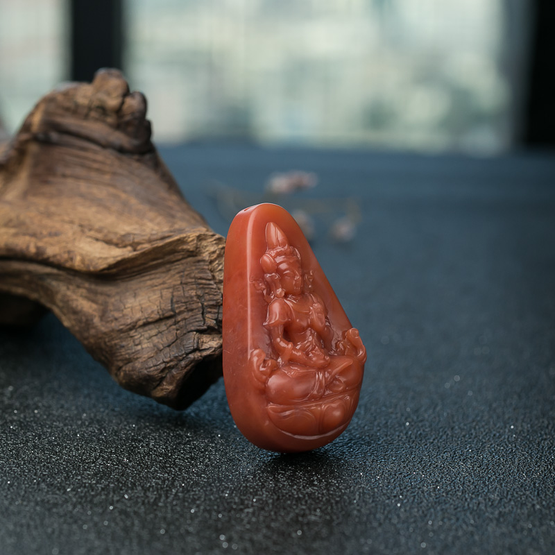 天然南红观音吊坠-红掌柜