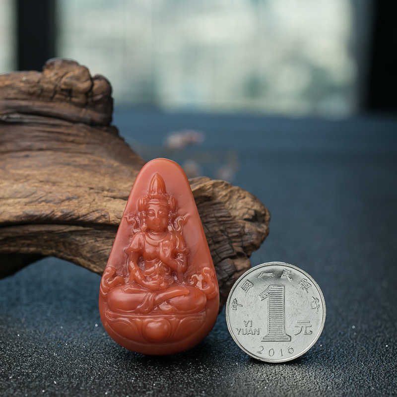 保山南红观音挂坠-红掌柜