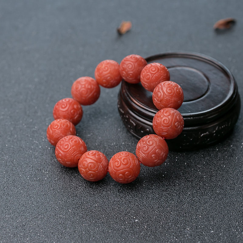 南红回纹珠单圈手串-红掌柜