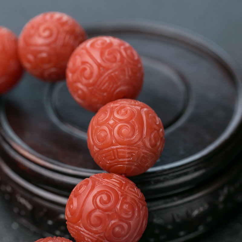 保山南红回纹珠单圈手串-红掌柜