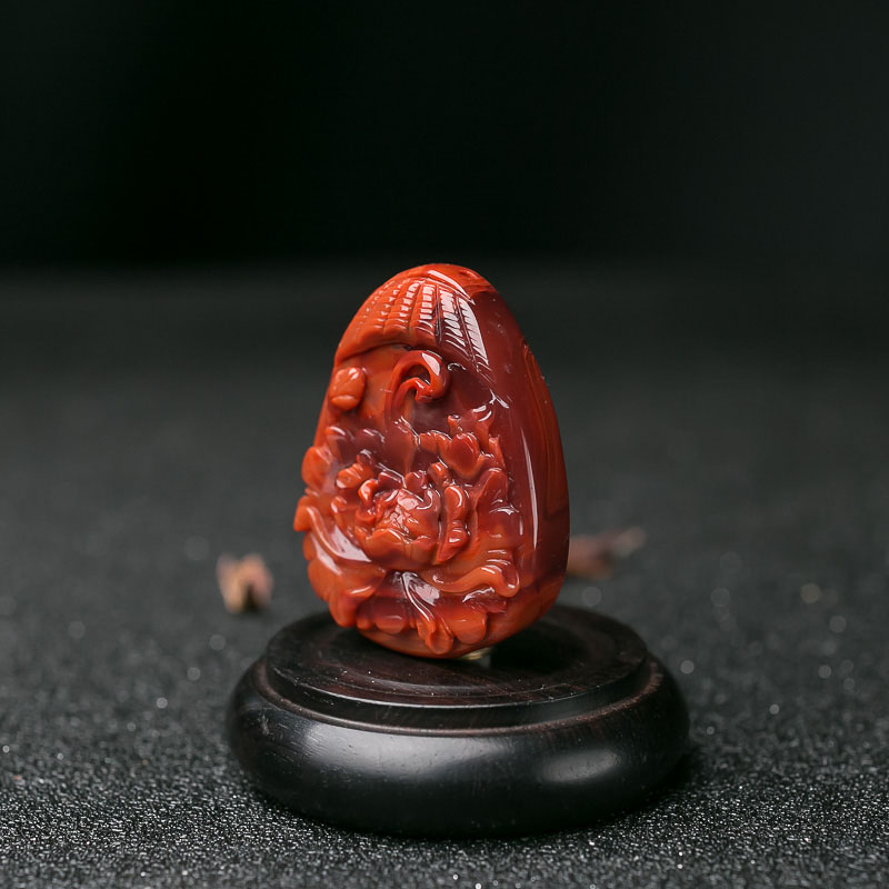 南红牡丹花吊坠-红掌柜