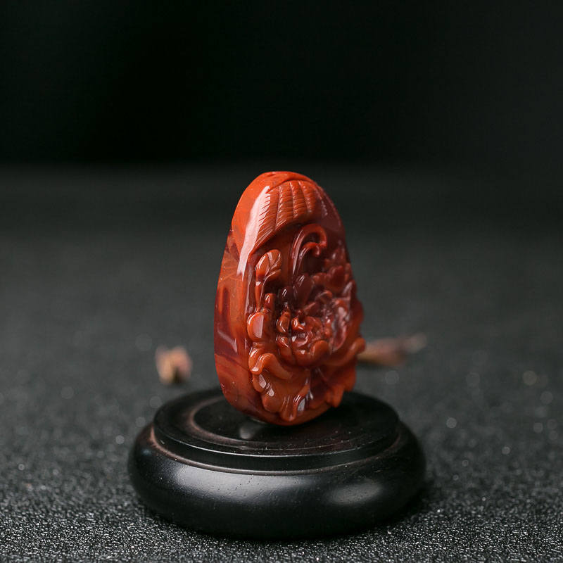 天然南红牡丹花吊坠-红掌柜