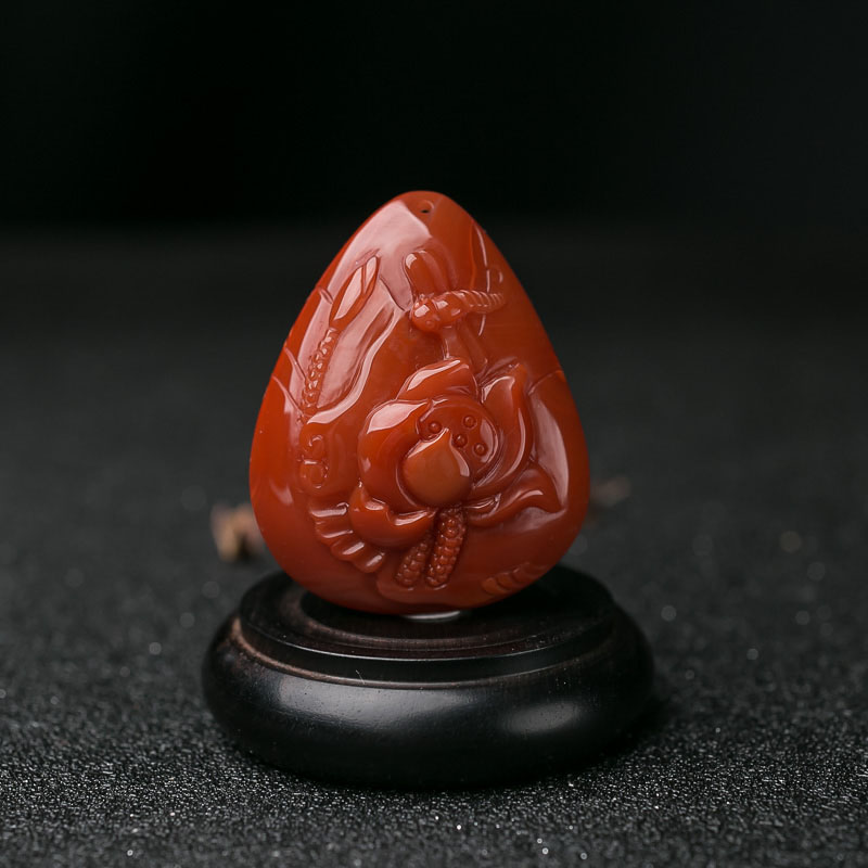 柿子红南红一品清廉吊坠-红掌柜