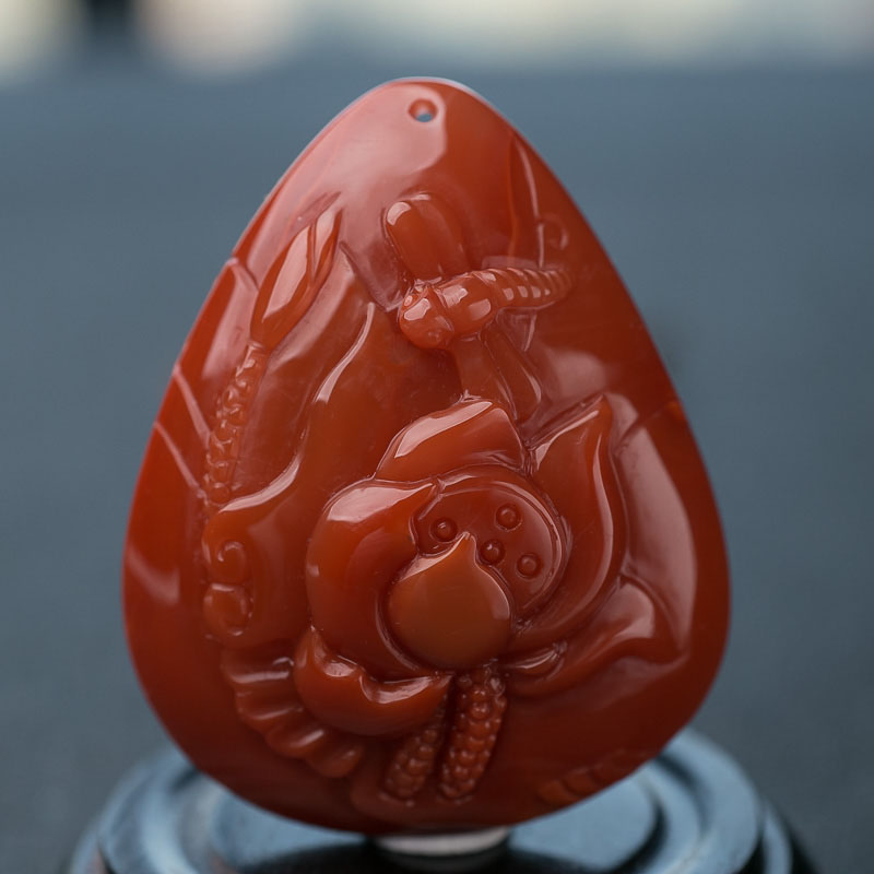 柿子红南红一品清廉吊坠-红掌柜