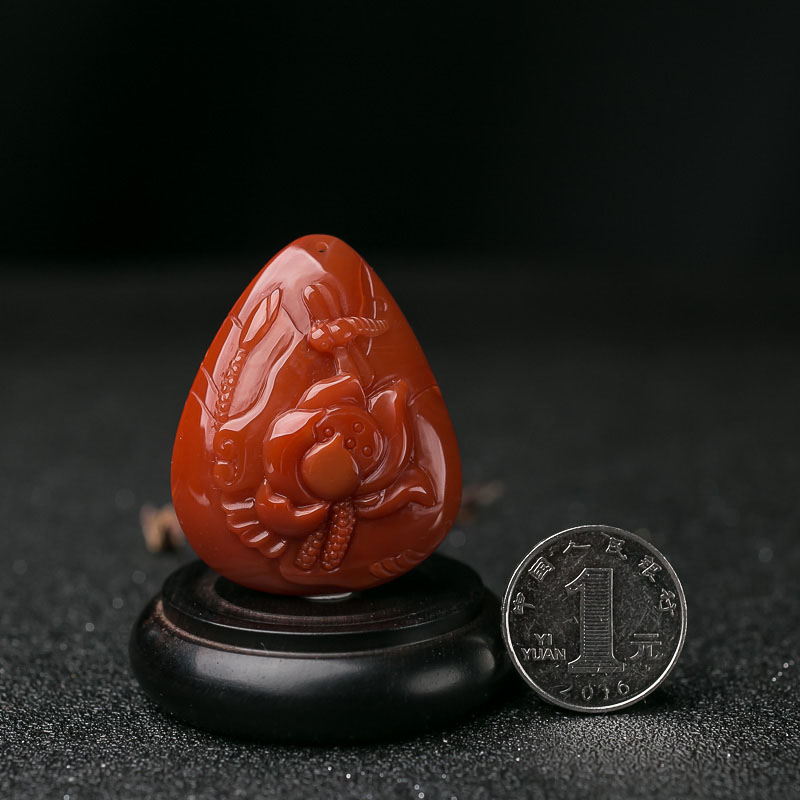 柿子红南红一品清廉挂件-红掌柜