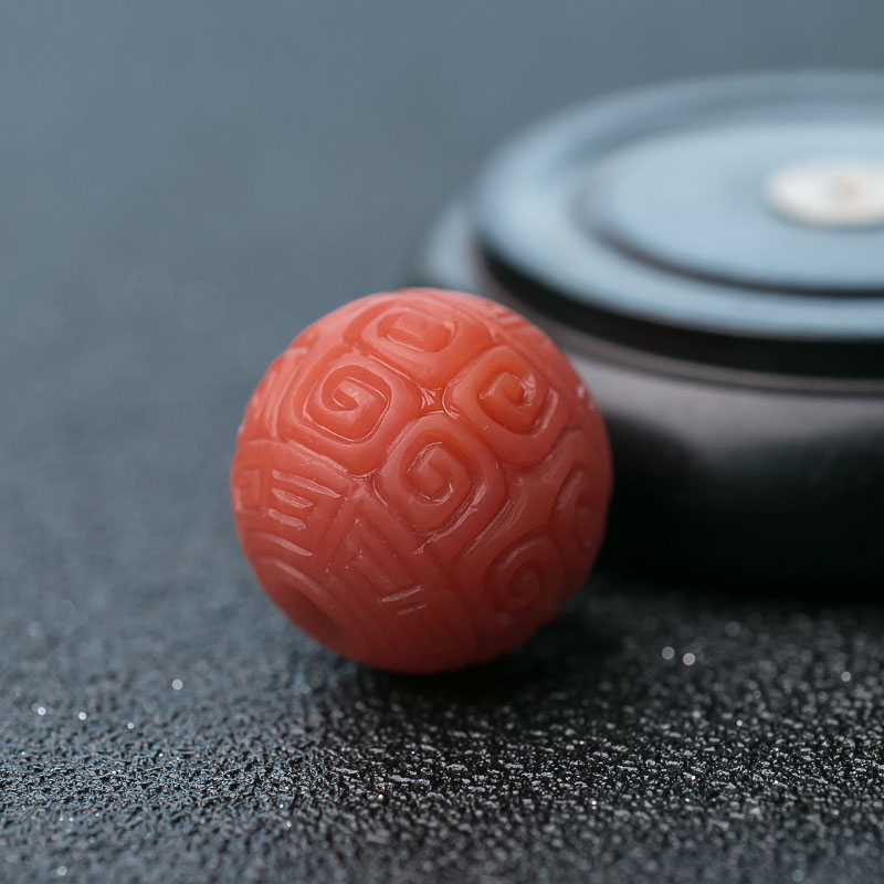 柿子红南红回纹珠-红掌柜