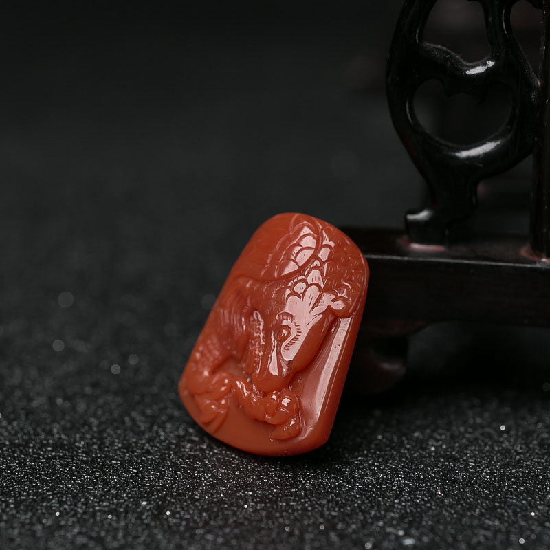 天然柿子红南红雄鹰吊坠-红掌柜