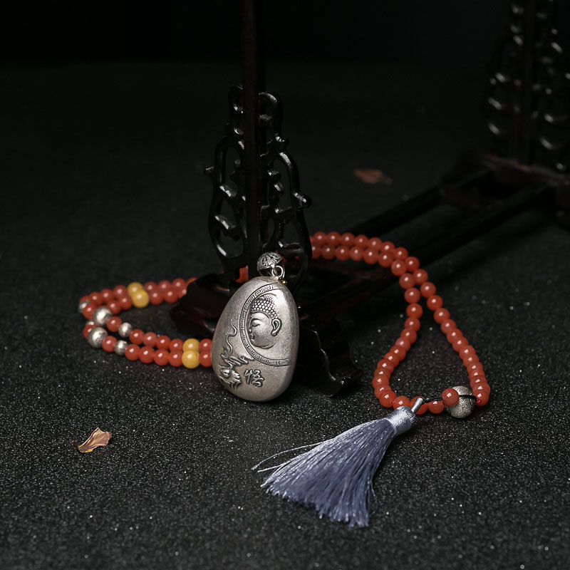 6.4mm天然南红毛衣链-红掌柜