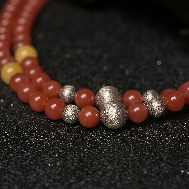 天然四川樱桃红南红毛衣链-红掌柜