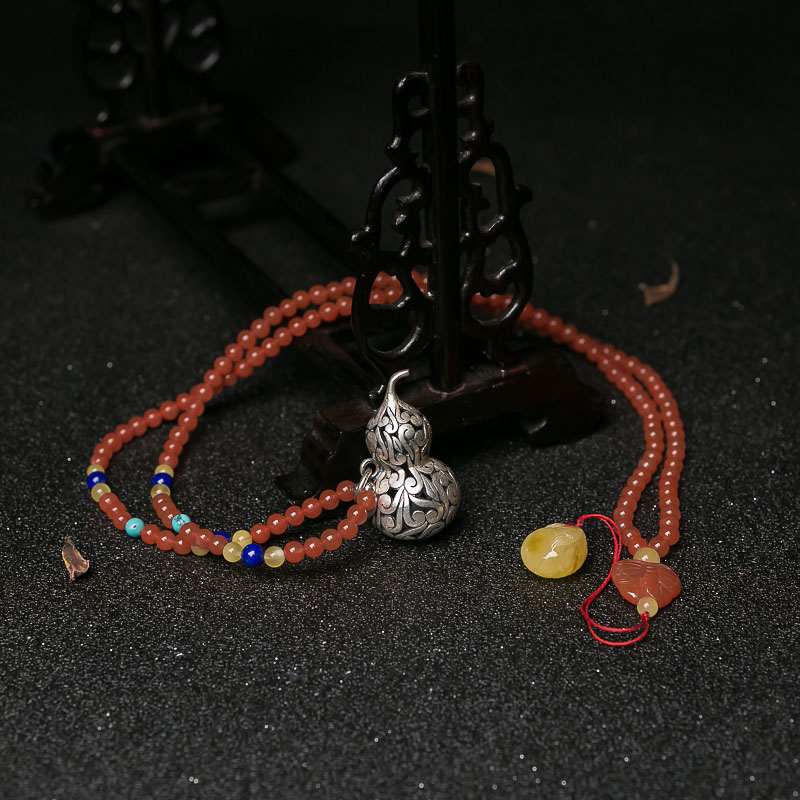 5mm天然樱桃红南红毛衣链-红掌柜